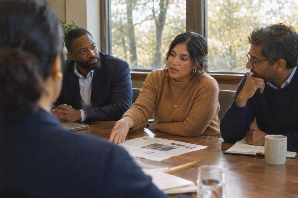 Senior managers in a cross-functional working session